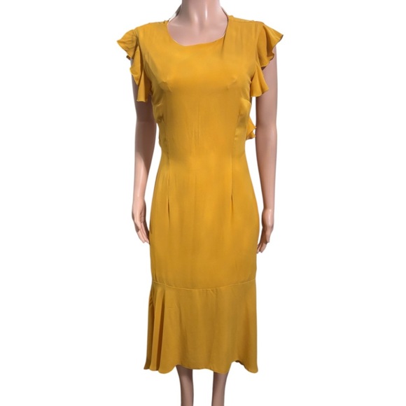 HOPE & IVY Women’s Elegant Yellow Ruffle Dress - Picture 2 of 15